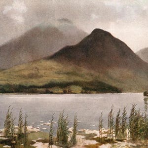 1920 Bassenthwaite Lake & Skiddaw, The Lake District, England - Original Vintage Print - Unique Gift