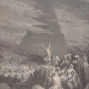 Gustave Doré: Tower of Babel Antique Engraving, 1887 Bible Gallery Print