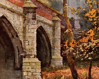 1925 Eltham Palace Antique Print: E.W. Haslehust Watercolor Art
