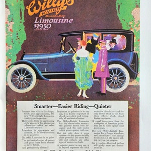 Willys-Overland Antique American Auto Ads - Large Original Vintage Poster 2-sided - Unique Gift for classic car enthusiasts