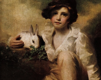 Henry Raeburn: "A Boy With A Rabbit" 1934 Vintage Gravure Print