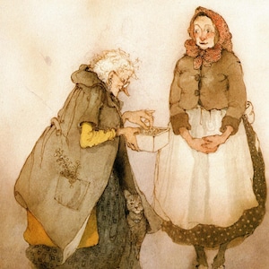Può includere: Due donne, una con un cappotto marrone e una sciarpa gialla, e l'altra con un cappotto marrone e un foulard rosso, sono in piedi davanti a uno sfondo beige chiaro. La donna con il cappotto marrone e la sciarpa gialla tiene una piccola scatola e la sta guardando. La donna con il cappotto marrone e il foulard rosso sta guardando la donna con il cappotto marrone e la sciarpa gialla.