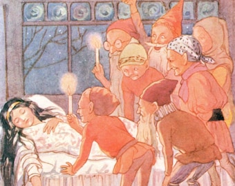 Margaret Tarrant Snow White Print: Vintage Fairy Tale Nursery Decor