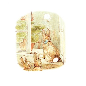 Beatrix Potter Flopsie Bunnies Druck: 1987 Vintage Kinderzimmer Kunst