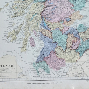 アンティーク スコットランド オリジナル 1889 年地図 - 希少な 19 世紀の大型地図 - 地図収集家へのユニークなギフト - 地図作成