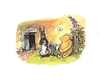 Vintage Winnie Puuh Print: Shepard Illustration, Kinderzimmer Illustration (12 x 15 cm)