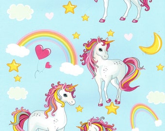 2 UNICORN RAINBOW Wrapping Paper - Adorable Clouds and Celestial - Gift Wrap for Birthdays, Crafts, Decoupage, Scrapbooking