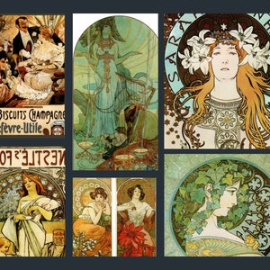6 Postcards Alphonse Mucha - Art Nouveau - Postcrossing, Journals, Crafts, Stationery, Bookmarks – Unique Gift (5)