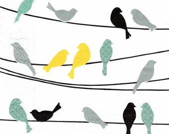 2 Paper Napkins / Serviettes - Garden Birds on Wire - Decoupage, Scrapbooking, Cardmaking, Collage, Mixed Media, Papercrafts (9)
