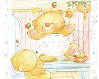 Vintage teddyberen 'Forever Friends'-print: kinderkamerkunst (5 x 5 in)