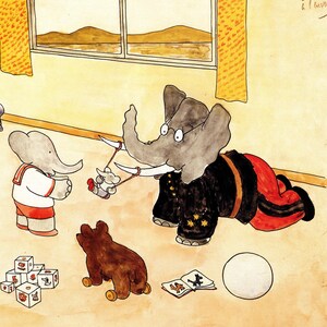 Babar en Avion 1989年 ブリュノフ アートポスター Amazon.co.jp: ポスター ジャン ド ブリュノフ Babar en Avion