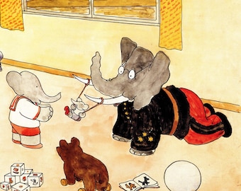 Babar en Avion 1989年 ブリュノフ アートポスター Babar En Avion Poster by Jean De Brunhoff A3 - Etsy
