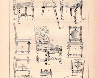 1896 Antique Chair Print – Meyer's Ornamental Forms