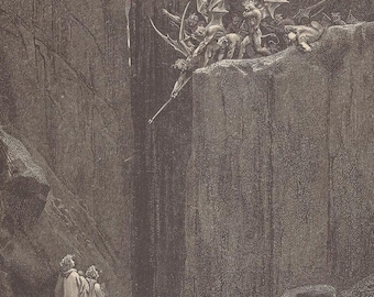 Antique Gustave Doré Engraving: Dante's Inferno, Biblical Art