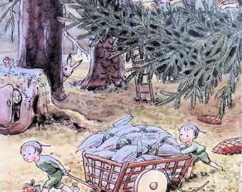 Elsa Beskow Vintage Print: Nordic Folklore Art, Whimsical Nursery Decor