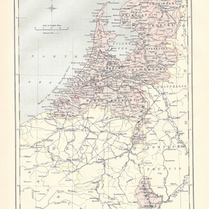Ancienne carte des PAYS-BAS (Pays-Bas), l'Europe, 9e édition Encyclopaedia Britannica 1875-1889 - estampe originale rare du XIXe siècle