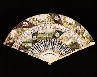 Antique Fan Art Print: "Decoupe Cabriolet" Vintage Decor (8x10.5)