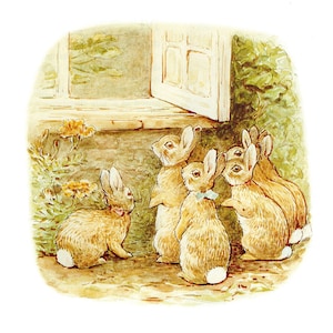 1984 Beatrix Potter Peter Rabbit & Flopsy Bunnies Original Large Vintage Print - Whimsical Nursery Art – Cute Retro Animals (7)