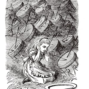 Impresión vintage grande original de ALICIA EN EL PAÍS DE LAS MARAVILLAS de 1977 de John Tenniel - Lewis Carroll - Arte infantil, perfecto para baby shower o regalo único