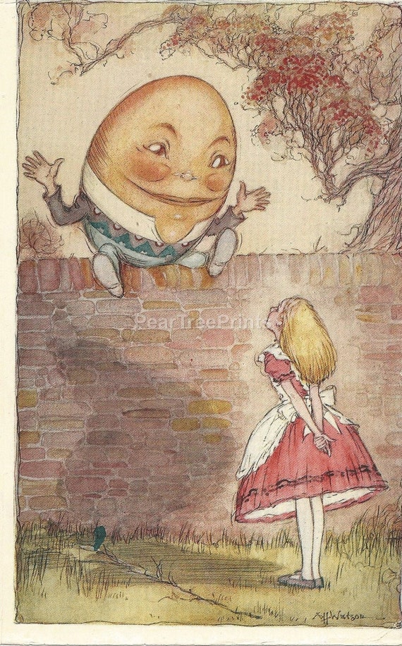 1944年『不思議の国のアリス』版画：ハンプティ・ダンプティ、A・H