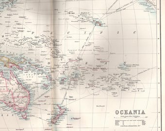 Oceania Map 1890 – J.G. Bartholomew Cartographic Plate