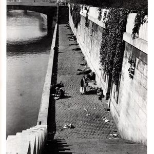 Vintage André Kertész Paris Photo Print: &quot;Real Clochards & The Quais&quot;