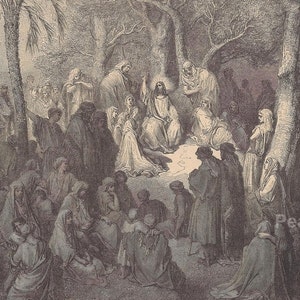 Gustave Doré: Sermon on the Mount, 1887 Antique Biblical Print