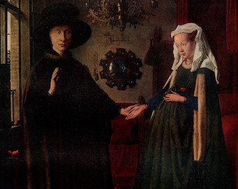 Antique Jan Van Eyck Print: Arnolfini Portrait, 1910 Art Plate