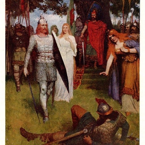 Stampa dell&#39;opera Lohengrin degli anni &#39;30: Wagner, Atto I - Decorazioni musicali d&#39;epoca