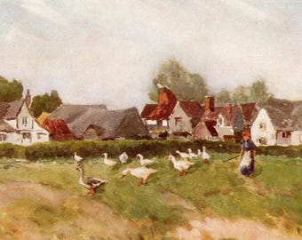 1915 Little Dunmow, Essex, England Print | Original Antique Watercolour