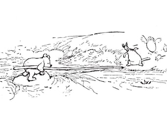 Vintage Winnie de Pooh-boekprint: illustratie van Ernest Shepard