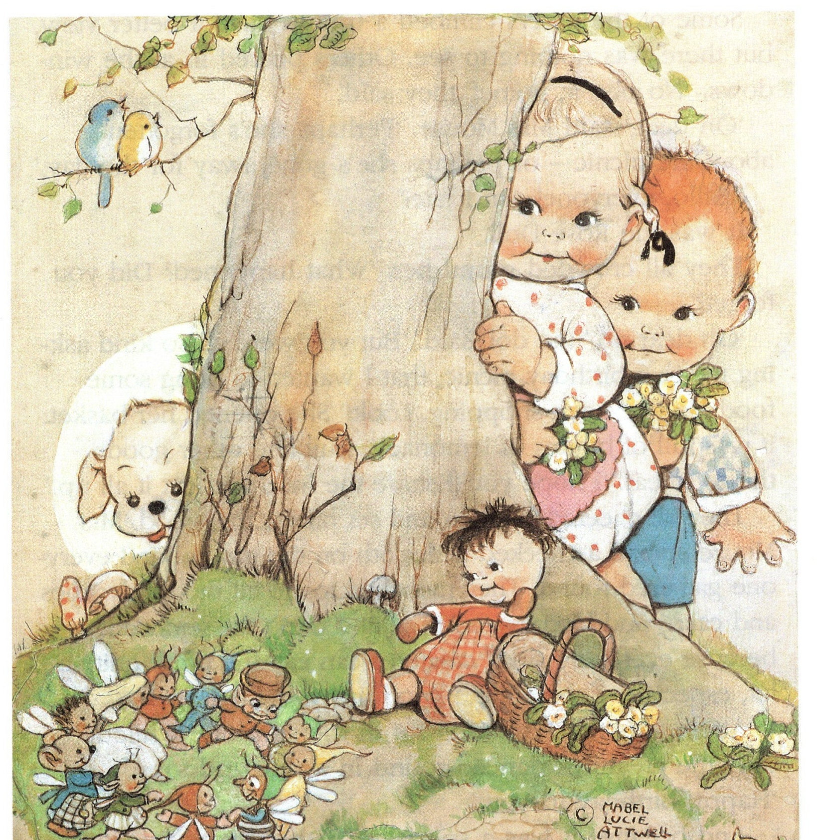 Mabel Lucie Attwell Vintage Nursery Print – Children's Art, 1994