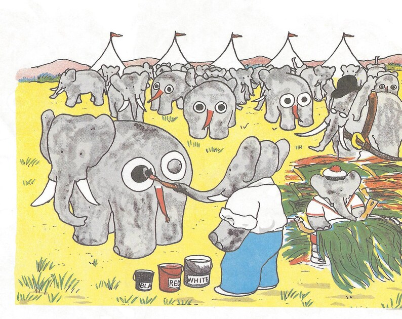 51 Christening \u2013 Delightfully Amusing Children\u2019s Art Babar the Elephant Original Vintage Print \u2013 Baby Shower \u2013 Nursery Art