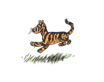 Vintage Winnie de Poeh-boekafdruk: illustratie tijger, kinderkamerkunst