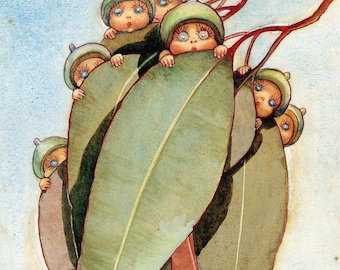 May Gibbs Vintage Print: Gumnut Babies Fairytale Landscape
