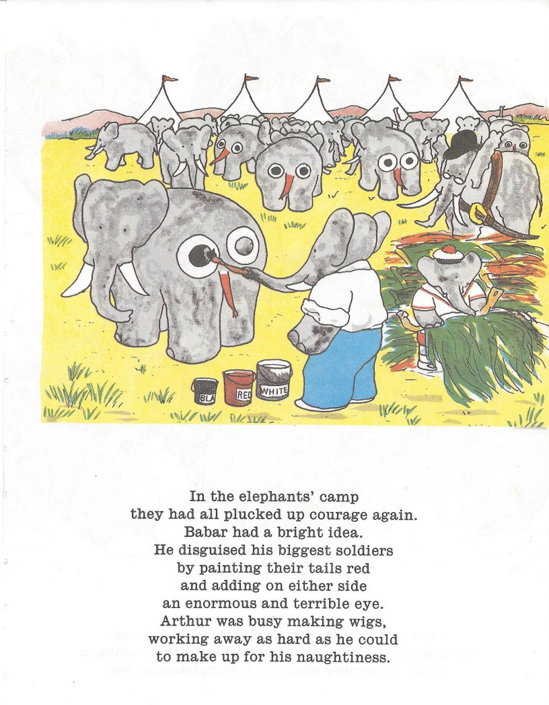 51 Christening \u2013 Delightfully Amusing Children\u2019s Art Babar the Elephant Original Vintage Print \u2013 Baby Shower \u2013 Nursery Art