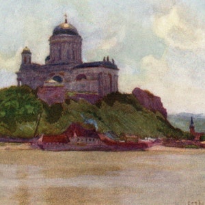 1909 Antique Print: Basilica of Esztergom, Hungary by Stokes