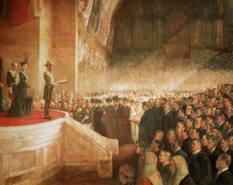 Vintage Tom Roberts 'Opening of First Parliament of Commonwealth of Australia' Original Print: Australian Masterpiece