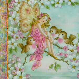Shirley Barber Stampa plastificata originale fairies fronte-retro – Fairyland – Creature della foresta e del bosco – Regalo unico