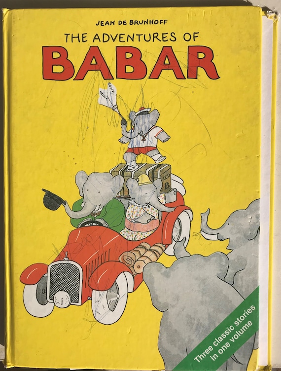 33 Baby Shower \u2013 Christening \u2013 Delightfully Amusing Children\u2019s Art Babar the Elephant Original 2-sided Vintage Print \u2013 Nursery Art