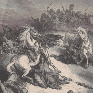 Gustave Doré &quot;Death of Saul&quot; Antique Bible Print, 1891
