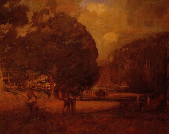 Grabado original de época de Walter Withers: «El valle de Lower Plenty» - Arte paisajístico australiano