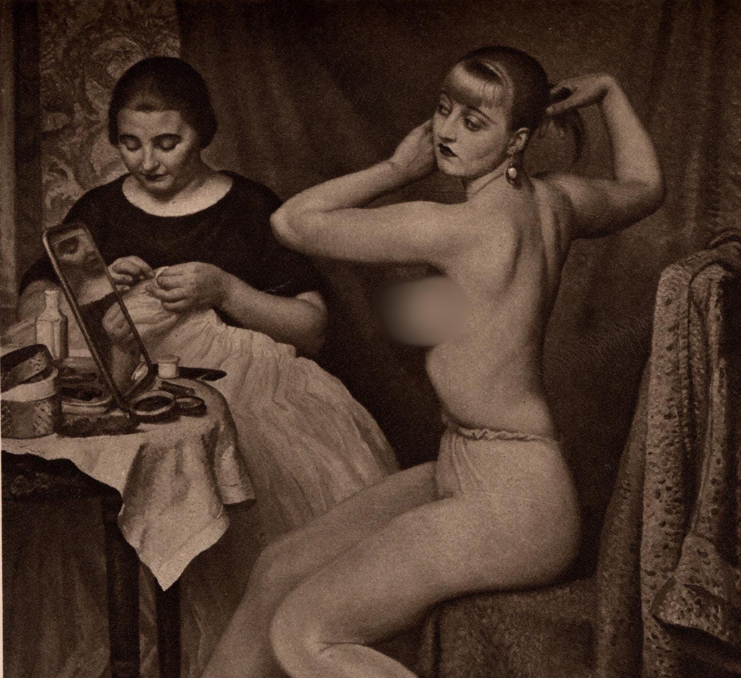Laura Knight Antique Print: Dressing for the Ballet, 1927 Gravure