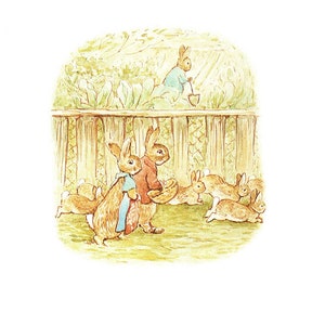 Beatrix Potter Flopsie Bunnies Druck: 1987 Vintage Kinderzimmer Kunst
