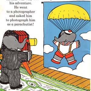 1986 Babar the Pilot Vintage Print: Amusing Children’s Nursery Art