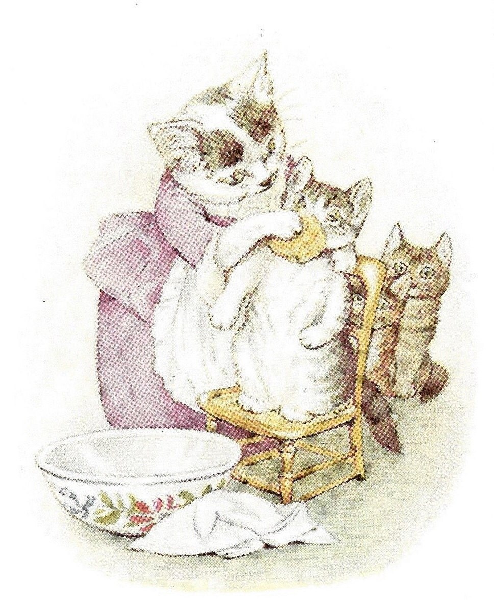 1907 Beatrix Potter Original Antique 2-sided Print - The Tale of Tom Kitten - Whimsical Nursery Art - Woodland Animals - Unique Gift