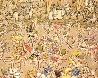 May Gibbs Gumnut Print: Vintage Australian Fairytale Landscape