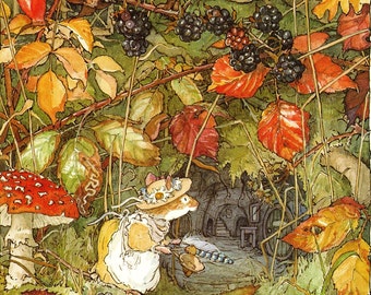 Brambly Hedge Print: Jill Barklem&#39;s &quot;Autumn Story&quot; Vintage Mice Illustration