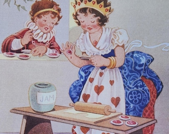 Vintage-Kinderreimposter „Die Herzkönigin“ – Großer klassischer Druck – Beliebte Kinderreime