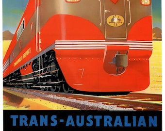 Plakat podróżniczy z podróży koleją australijską | Kolej Transaustralijska